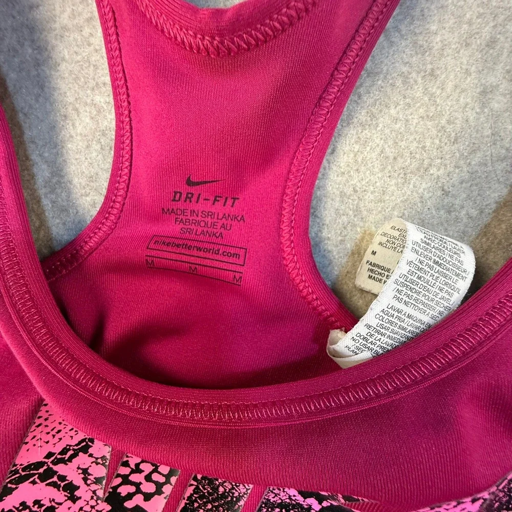 Nike Dri-FIT Sports Bra Magenta Pink Snakeskin Logo Racerback Medium T1953